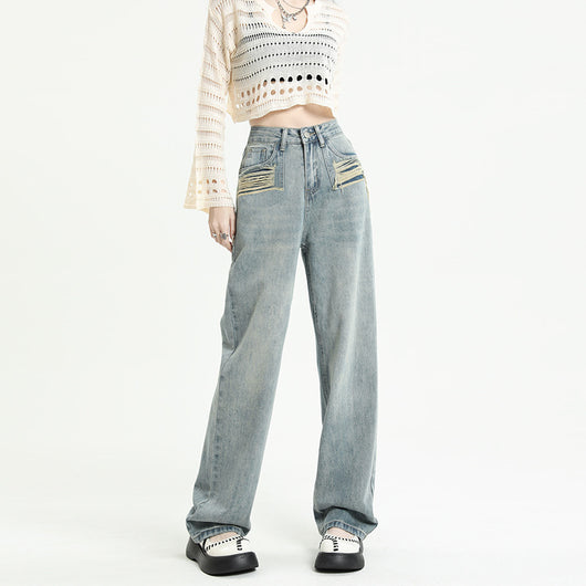 Pantalones Rectos Talle Alto con Roturas para Mujer - Image 6