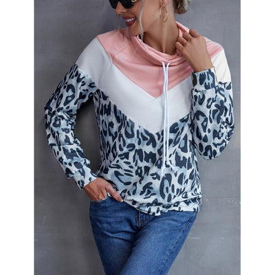 Sudadera con Capucha Patchwork Estampado Leopardo y Contraste de Colores para Mujer - Image 4