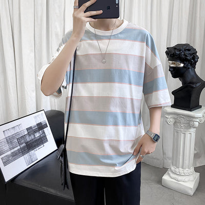 Camiseta Rayada Estilo Hong Kong para Parejas - Manga Corta Unisex - Image 10