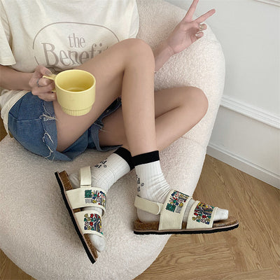 Sandalias Bordadas con Suela de Corcho para Mujer - Image 3