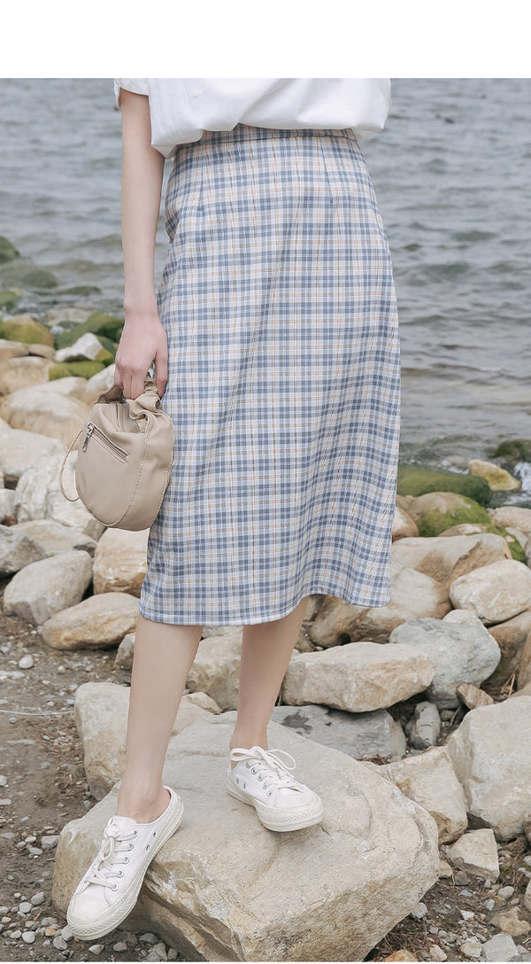 Falda A-línea Cintura Alta Midi Estilo Mori para Mujer - Image 3