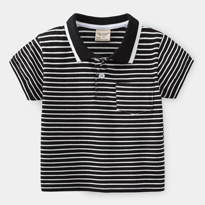 Polo Infantil de Rayas Cortas con Estilo Vibrante - Image 3