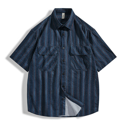 Camisa de Verano Seersucker a Rayas para Hombre - Image 6