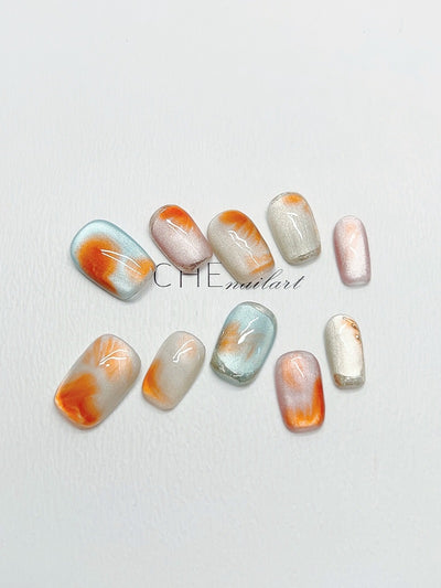 Uñas Postizas Artesanales Ojo de Gato con Contraste de Colores Candy - Image 7