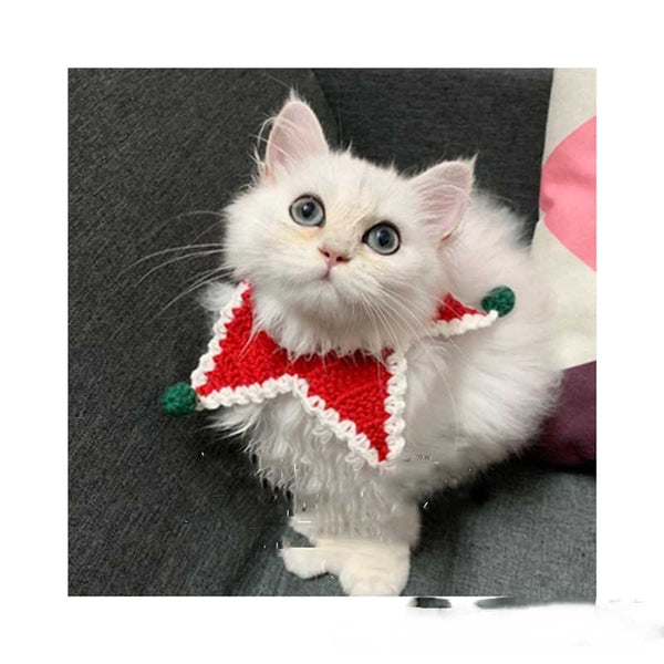 Collar Navideño de Lana Tejida para Gatos y Perros