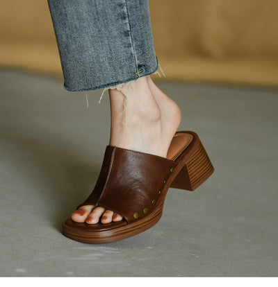 Pantuflas Retro con Tacón Grueso y Punta Cuadrada para Mujer - Comodidad de Verano - Image 8