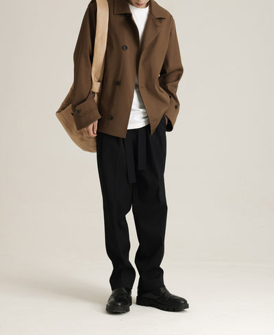 Abrigo Ejecutivo de Cuello Vuelto con Mezcla de Tela Twill para Hombre - Image 24