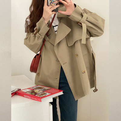 Gabardina Clásica Estilo Británico para Mujer - Abrigo Corto Ligero - Image 8