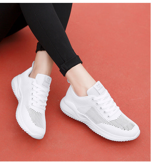 Tenis Deportivos Mujer Casual Coreano Malla Blanco