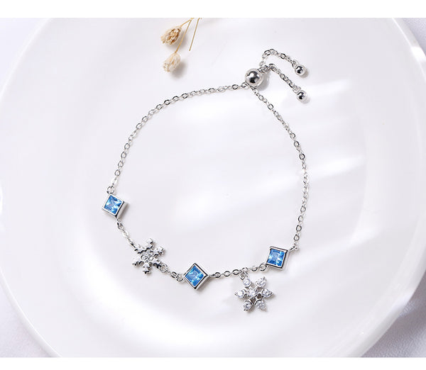 Pulsera Copo de Nieve Mujer Plata 925 con Diamantes