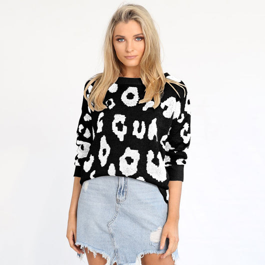 Suéter Suelto de Leopardo Multicolor Manga Larga para Otoño e Invierno - Image 5