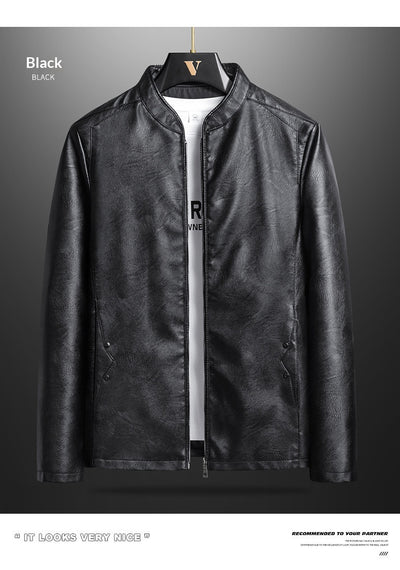 Chaqueta de Cuero PU Ajustada para Hombre con Cuello Alzado Estilo Motociclista - Image 10