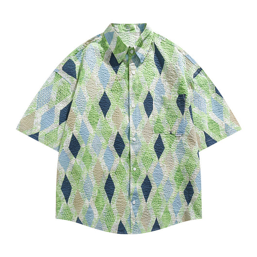 Camisa Cuadros Manga Corta Suelta Unisex - Image 11