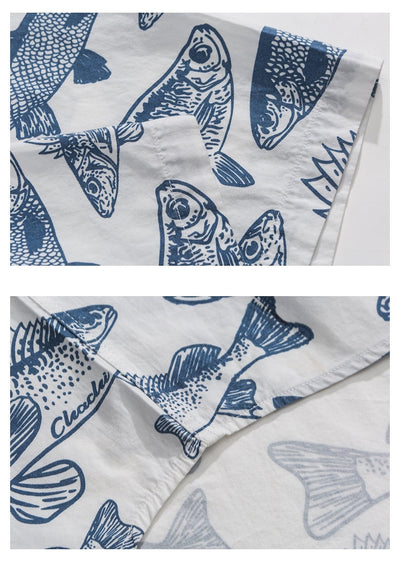 Camisa Estampada Manga Corta Suelta para Hombre Verano - Image 10