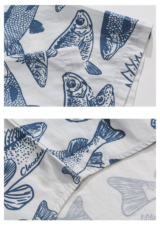 Camisa Estampada Manga Corta Suelta para Hombre Verano - Image 10