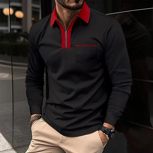 Polo Deportivo Hombre Otoño Cierre de Cremallera Cuello Solapa Algodón - Image 3