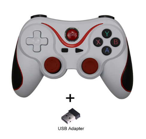 White and red wireless Bluetooth game controller with a black cellphone clip for Android mobile gaming. - Image 19