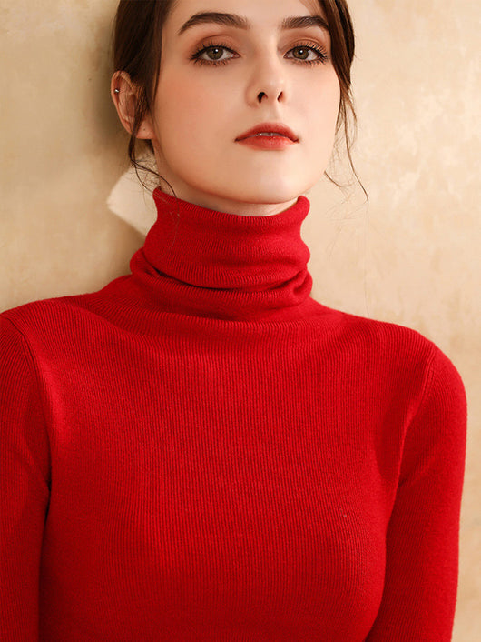 Suéter de Cuello Alto en Cashmere para Mujer Ajustado y Corto - Image 11
