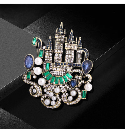 Broche Castillo Europeo Retro con Cristales de Diamante - Image 7