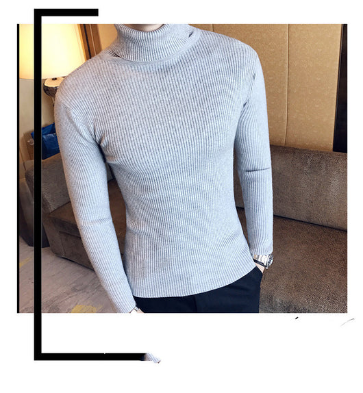 Suéter Cuello Alto Slim Fit en Colores Sólidos para Hombre - Image 25