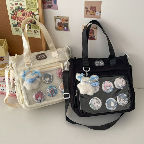 Bolsa Crossbody Transparente de Gran Capacidad Estilo Japonés para Estudiantes