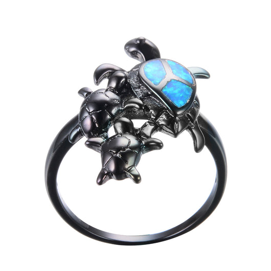 Anillo Tortuga Ópalo Fuego Azul - Image 3