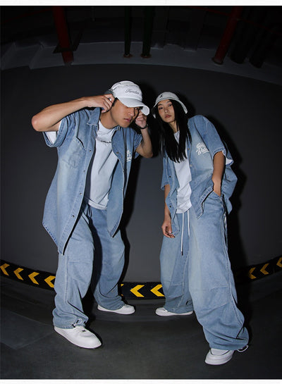Conjunto Hip Hop Urbano: Camisa y Pantalón Denim Estilo Callejero - Image 26