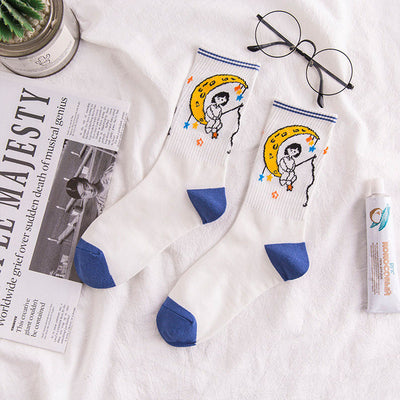 Calcetines Femeninos Estampado Cartoon Transpirables y Cómodos - Image 2