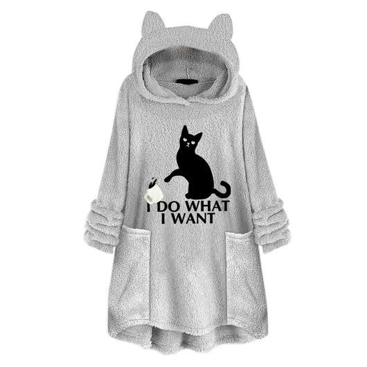 Suéter Reversible de Terciopelo con Capucha y Estampado de Gato - Image 17