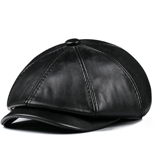 Boina Vintage de Cuero Octagonal para Hombre
