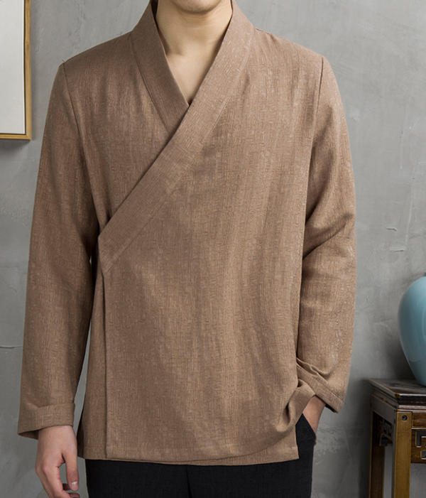 Camisa Tang Hanfu Tradicional - Lino Algodón para Hombre Estilo Retro Chino