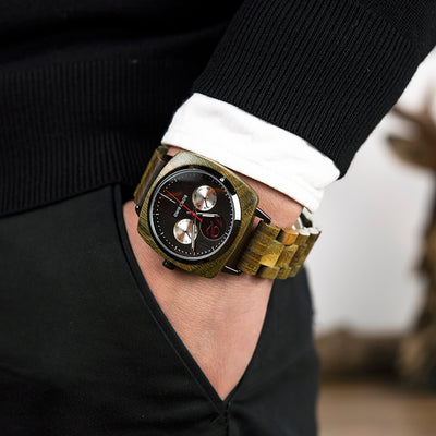 Reloj de Madera Cuadrado para Hombre - Estilo Casual y Artesanal - Image 3