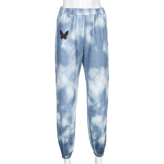 Leggings casuales tie-dye con estampado de mariposas - Image 30