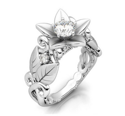 Anillo de Compromiso Rosa Floral con Circonita - Diseño Ramas Creativo - Image 5