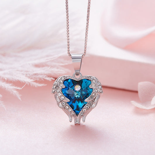 Collar Alas de Ángel con Cristal Corazón Oceánico