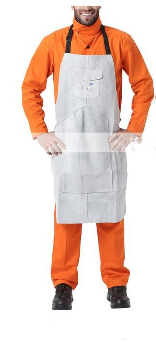 Delantal de Pecho de Cuero Marrón para Soldadura - Resistente al Calor e Impactos - Image 3