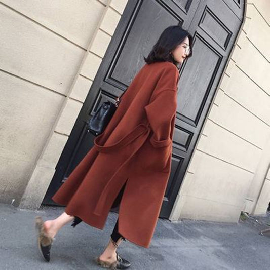 Abrigo de Lana Midi Elegante Hasta la Rodilla