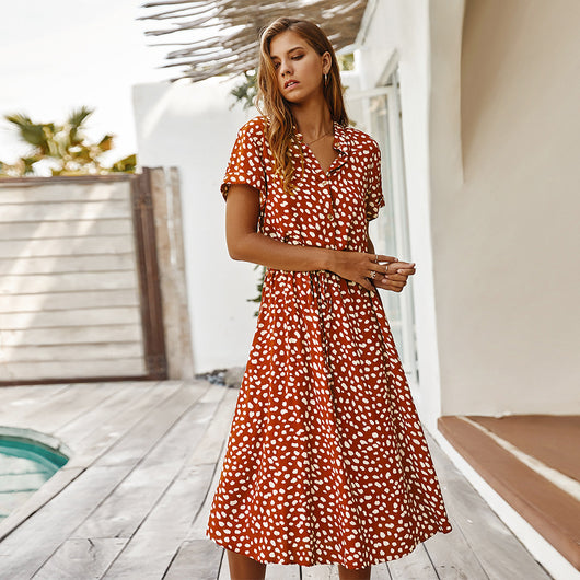 Vestido Corto de Verano para Mujer con Lunares y Manga Corta - Image 3