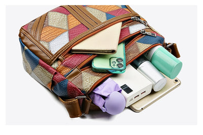 Bolso Bandolera Multicolor con Diseño de Parches Geométricos - Image 35