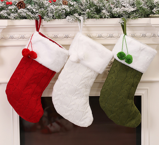 Calcetines de Lana Tejidos a Rayas para Navidad - Image 8