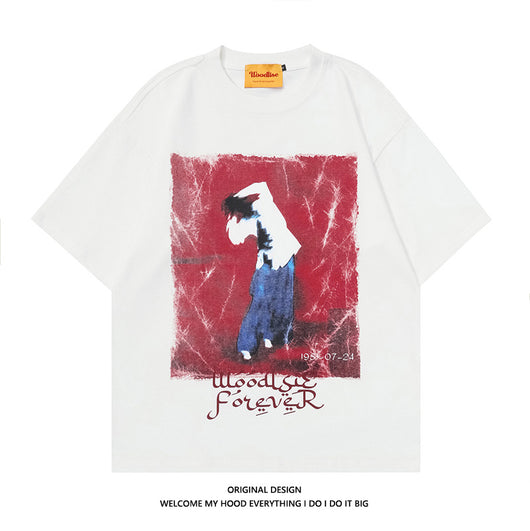 Playera Retro Americana con Estampado de Pintura al Óleo - Image 3