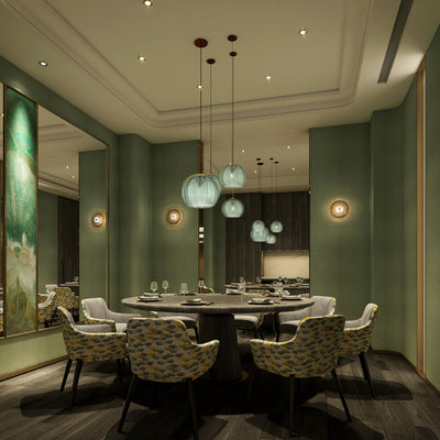 Lámpara de Techo de Cristal con Diseño de Hojas Verdes para Comedor