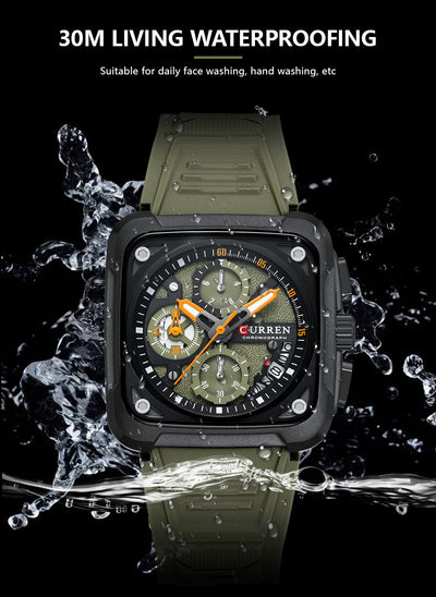 Reloj de Pulsera Cuadrado Multifunción con Seis Agujas para Hombre - Image 11