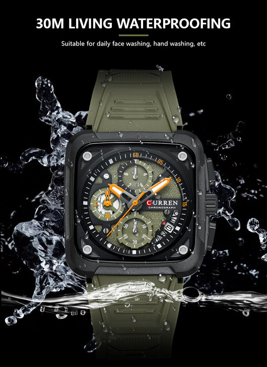 Reloj de Pulsera Cuadrado Multifunción con Seis Agujas para Hombre - Image 11