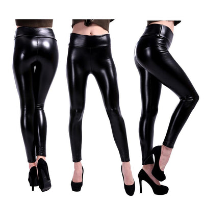 Leggins Moldeadores de Cuero PU Cintura Alta Elásticos para Otoño Invierno - Image 2