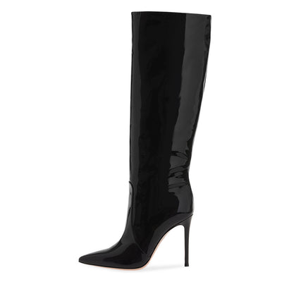 Botas Negras Stiletto Punta Fina Hasta la Rodilla - Image 2