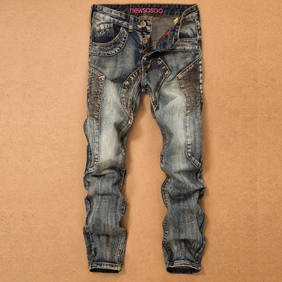 Pantalones Vaqueros Slim Fit Vintage con Parches Desgastados para Hombre - Image 6