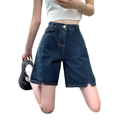 Shorts de Mezclilla Talle Alto Estilo Coreano Talla Grande para Mujeres - Image 5
