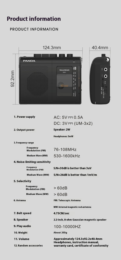 Walkman Portátil 6501 con Grabadora, Reproductor y Radio FM - Image 10