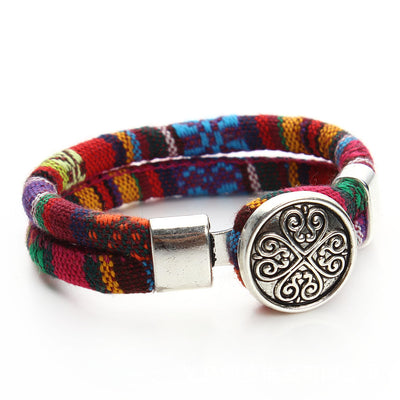 Pulsera de Cuero y Algodón Artesanal - Image 28